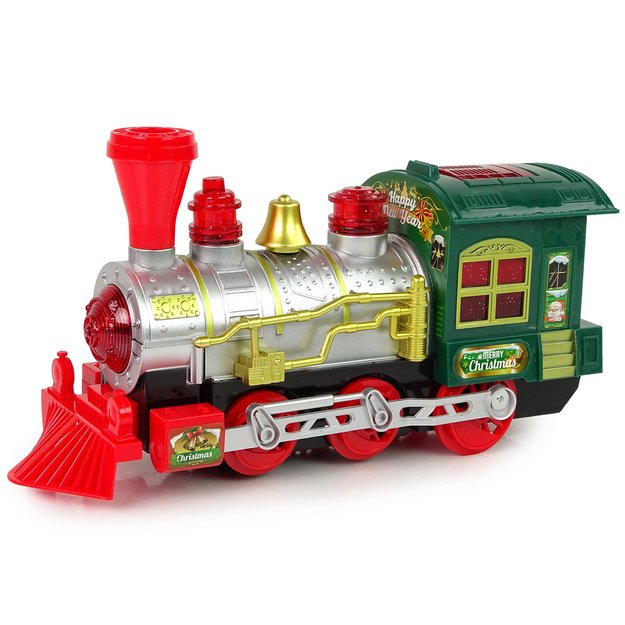 Christmas Locomotive Lights Sound Green Battery Operated