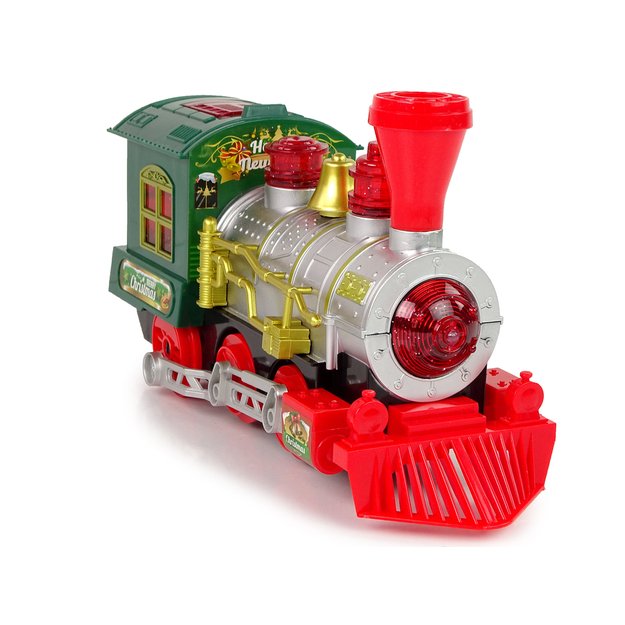 Christmas Locomotive Lights Sound Green Battery Operated