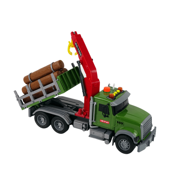 Sunkvežimio automobilinis kranas, gabenantis medienos rąstus Garsas 1