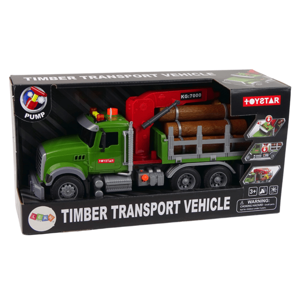 Sunkvežimio automobilinis kranas, gabenantis medienos rąstus Garsas 7