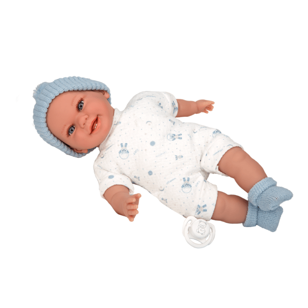 Arias kūdikėlis su garsu, su žydra kepuryte, 34 cm 2