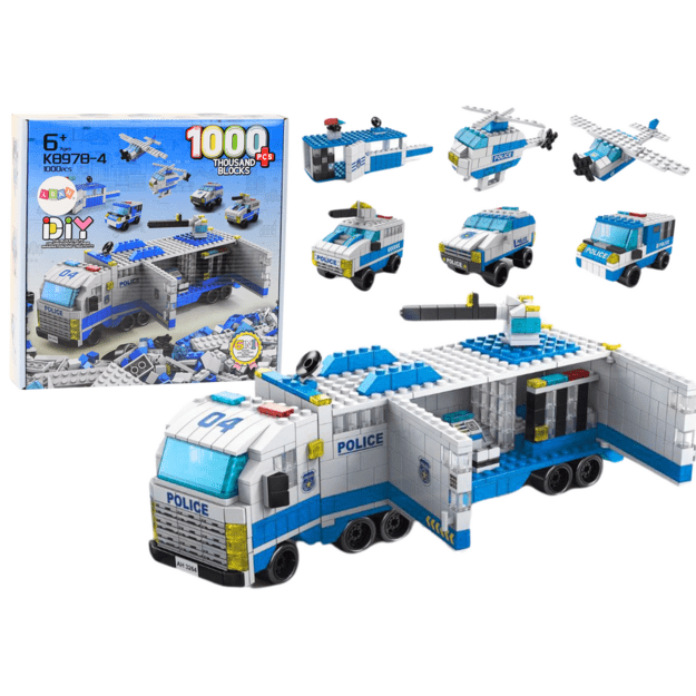 Police Truck Construction Bricks 6in1 Set Police Vehicles 1000pcs