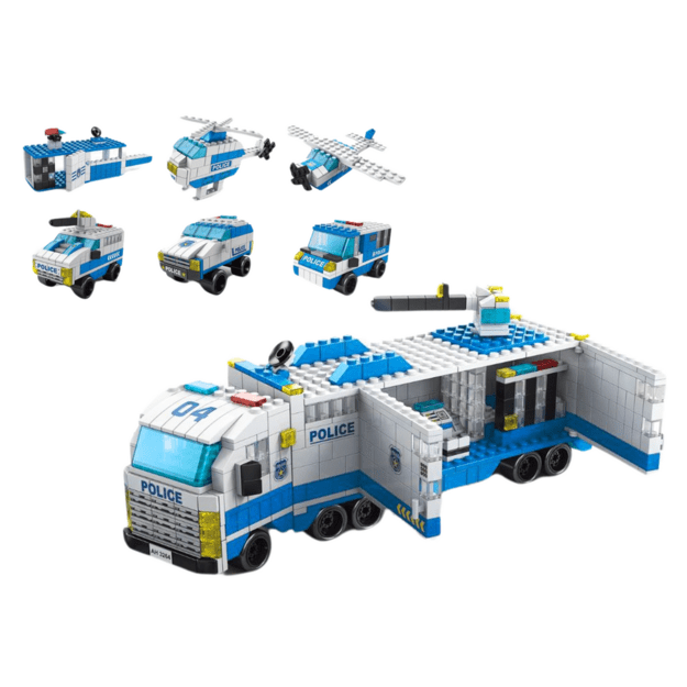 Police Truck Construction Bricks 6in1 Set Police Vehicles 1000pcs 1