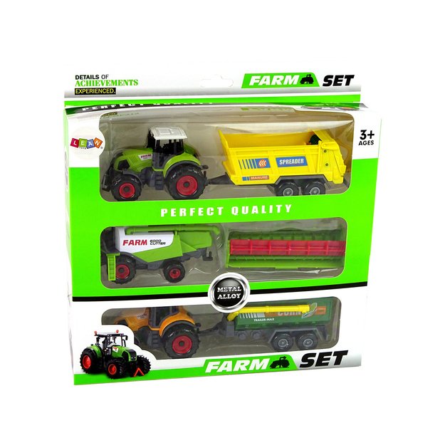 Set of Agricultural Machinery Tractors with Trailers and Harvester