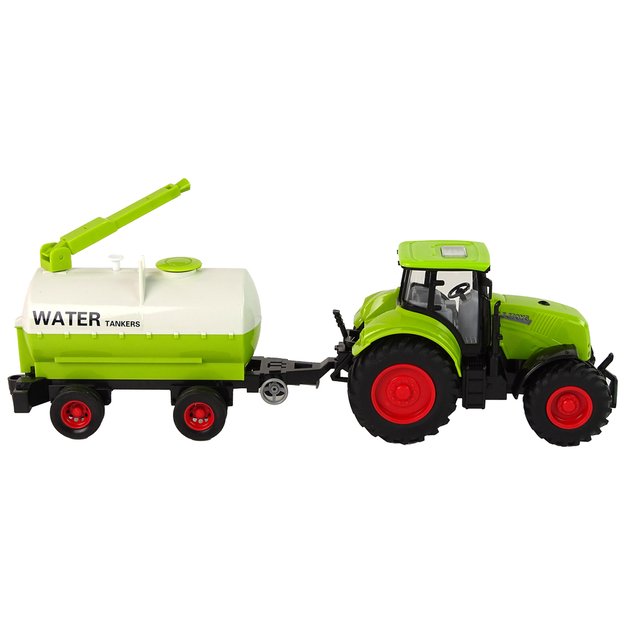 Tractor With Big Wheel Trailer Green Farm