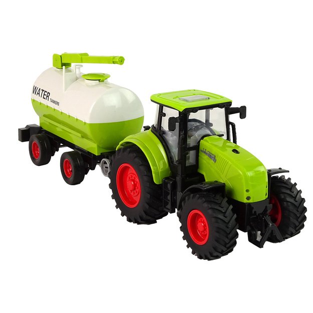 Tractor With Big Wheel Trailer Green Farm