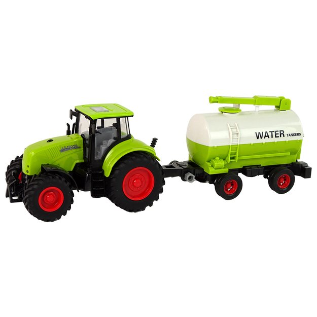 Tractor With Big Wheel Trailer Green Farm
