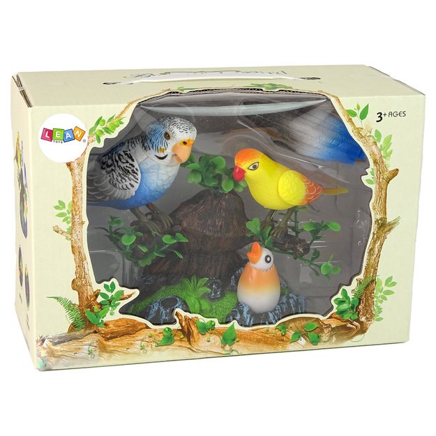 Singing moving parakeets Colorful tree