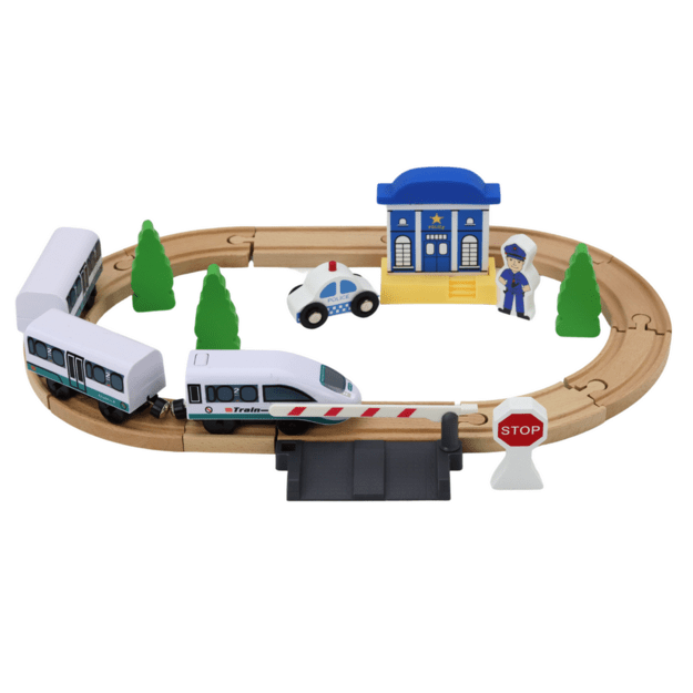 Wooden Railway Track Train Train Tracks Accessories Bridge Police 3.2m 1