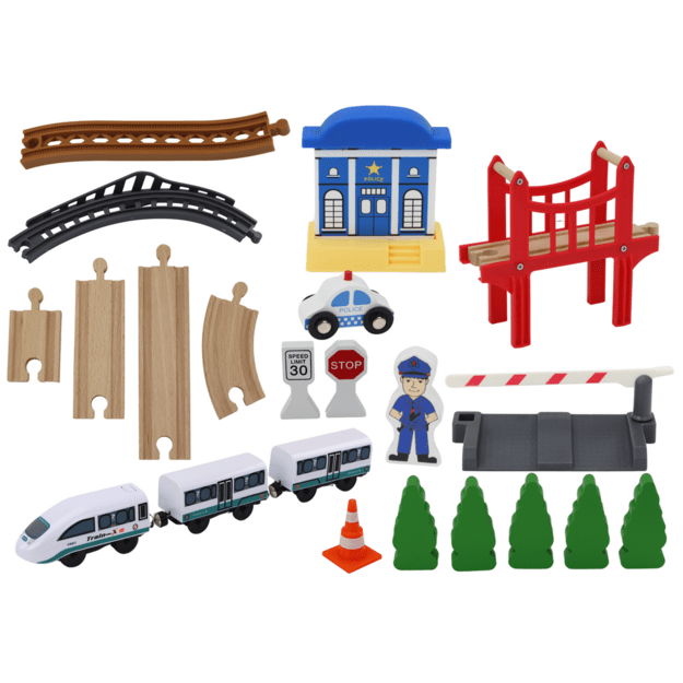 Wooden Railway Track Train Train Tracks Accessories Bridge Police 3.2m 2
