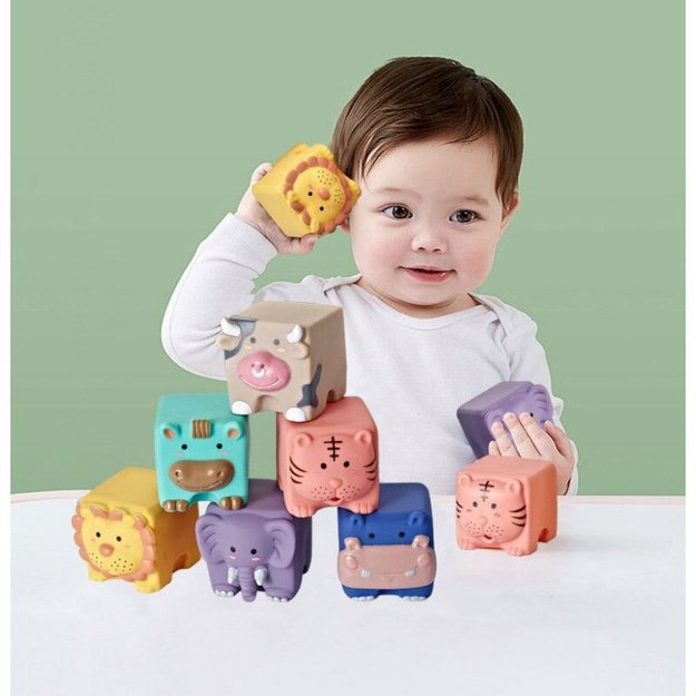 Soft Educational Blocks Animals Numbers Letters Colorful 12 Pcs