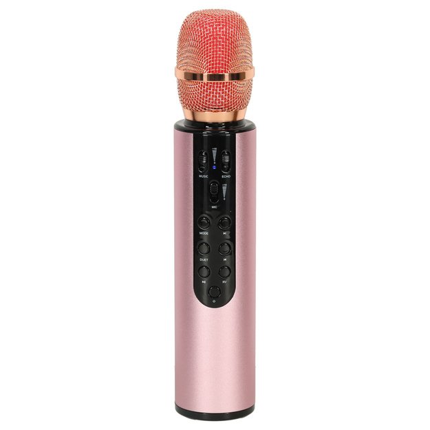  Bluetooth  belaidis karaokės mikrofonas rožinės spalvos