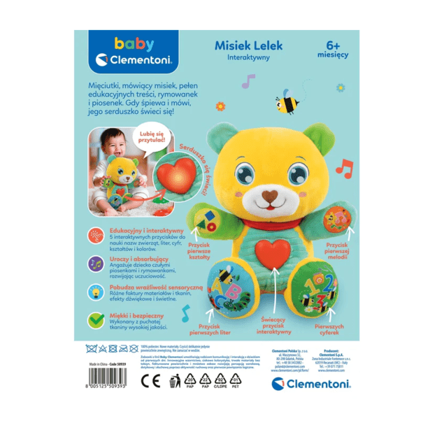 Colorful Interactive Teddy Lelek Polish Language  Clementoni 50939 5