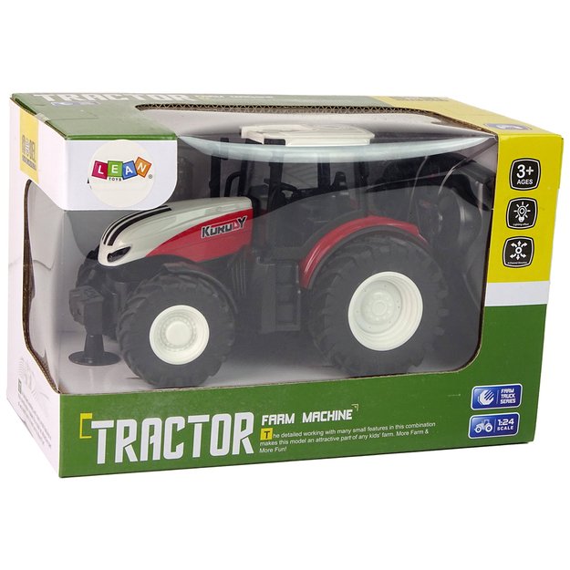 Agricultural Tractor 1:24 Remote Controlled R/C Pilot Farm White Red
