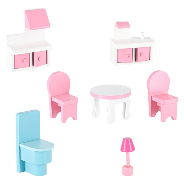 Lulilo Gardeno medinis lėlių namelis su sodo baldais 70 cm rožinis LED 5