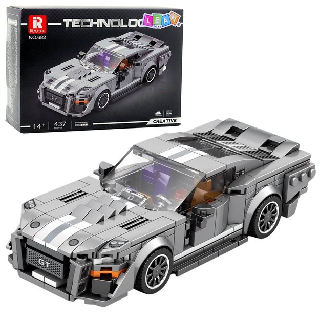 GT500 Car Construction Bricks Set Gray 476 pcs.