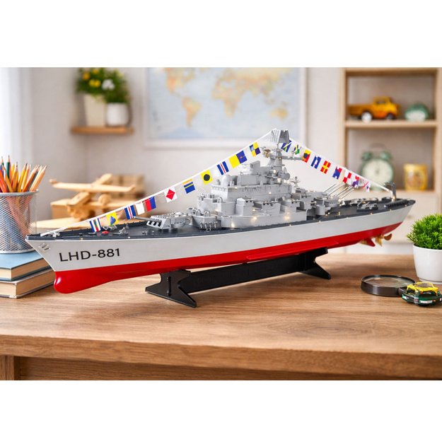 RC Aircraft Carrier Warship Remote Controlled LED Lighting 1:390 5