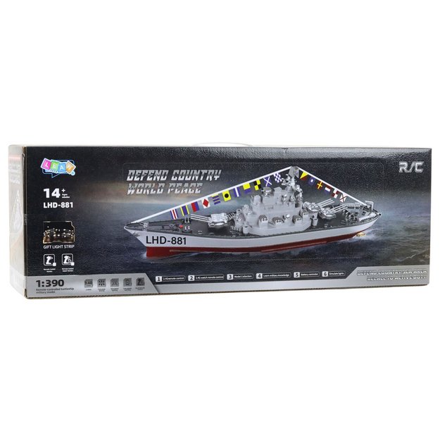 RC Aircraft Carrier Warship Remote Controlled LED Lighting 1:390 6