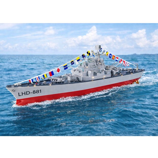 RC Aircraft Carrier Warship Remote Controlled LED Lighting 1:390 4