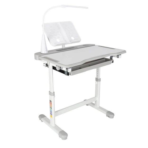 Vaiki&scaron;kas ra&scaron;omasis stalas su stalčiumi, kėdė, lempa, pilka 5