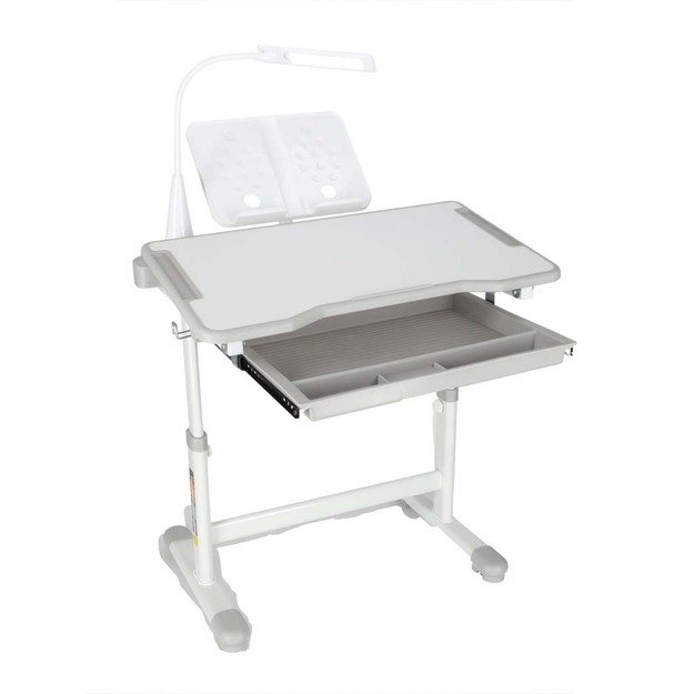 Vaiki&scaron;kas ra&scaron;omasis stalas su stalčiumi, kėdė, lempa, pilka 7