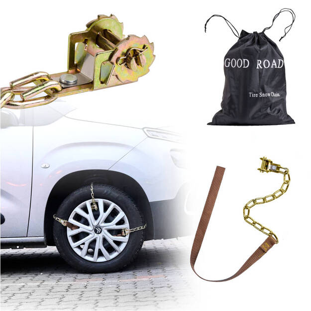 Sniego grandinės, apsaugančios nuo slydimo, ratų dangčiai, sniego padangos 8el. 1