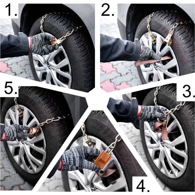 Sniego grandinės, apsaugančios nuo slydimo, ratų dangčiai, sniego padangos 8el. 5