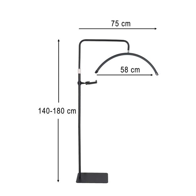 Blakstienų priauginimo lempa LED 36W reguliuojama kosmetikos be &scaron;e&scaron;ėlių lanko juoda 15