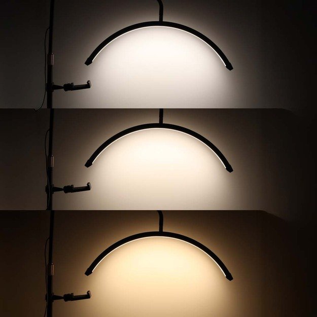 Blakstienų priauginimo lempa LED 36W reguliuojama kosmetikos be &scaron;e&scaron;ėlių lanko juoda 11