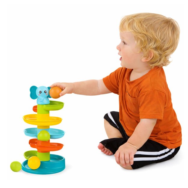 Sensorinis kamuoliukų čiuožyklos edukacinis bokštas su drambliu 2