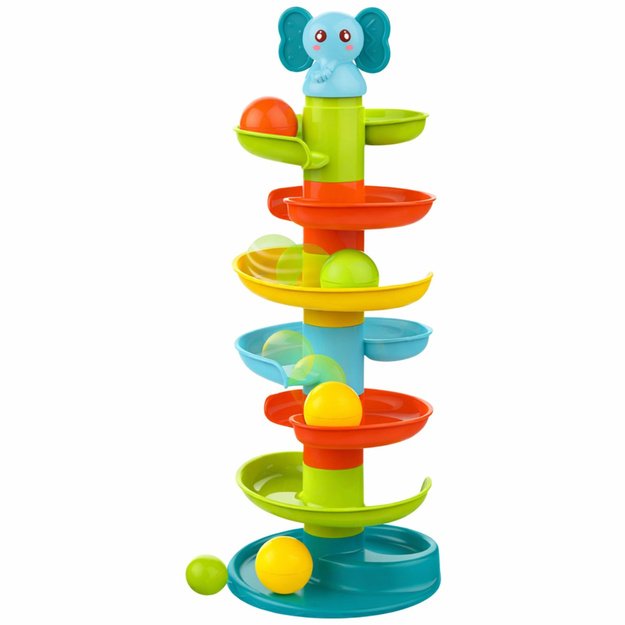 Sensorinis kamuoliukų čiuožyklos edukacinis bokštas su drambliu 1