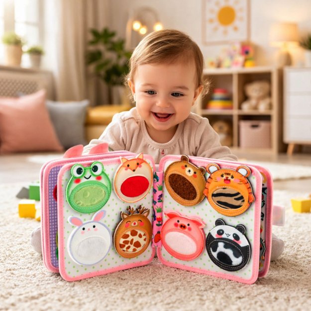 3D Felt Sensory Educational Book Pink Bunny 3