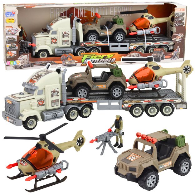 Military Set Truck Helicopter Off-Road Vehicle Soldier