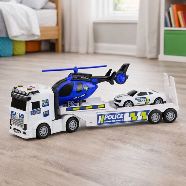 Police Truck Tow Truck Car Helicopter Lights Sound Set 2