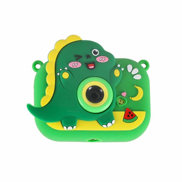 Vaiki&scaron;kas skaitmeninis fotoaparatas ant trikojo dinozauras žalias