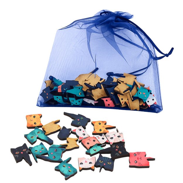 Medinė dėlionė Kačiukai Lavinanti dėlionė Rėmelių krepšys 62 vnt.