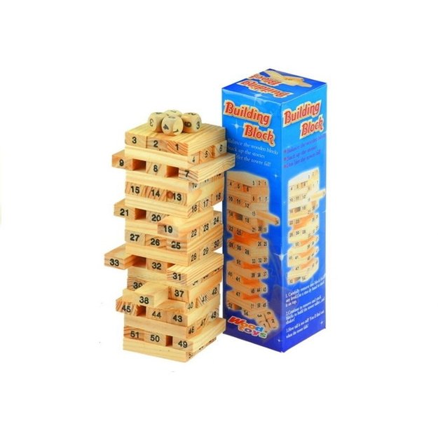 Mini žaidimas Jenga su skaičiais ir kauliukais