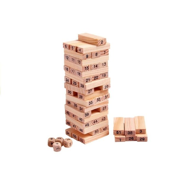 Mini žaidimas Jenga su skaičiais ir kauliukais 1