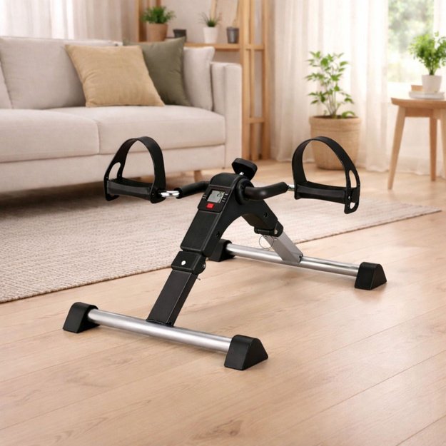 Mini Exercise Bike Rotor Rehabilitation 2 in 1 With LCD Counter Black