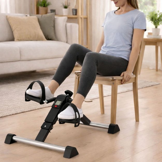 Mini Exercise Bike Rotor Rehabilitation 2 in 1 With LCD Counter Black