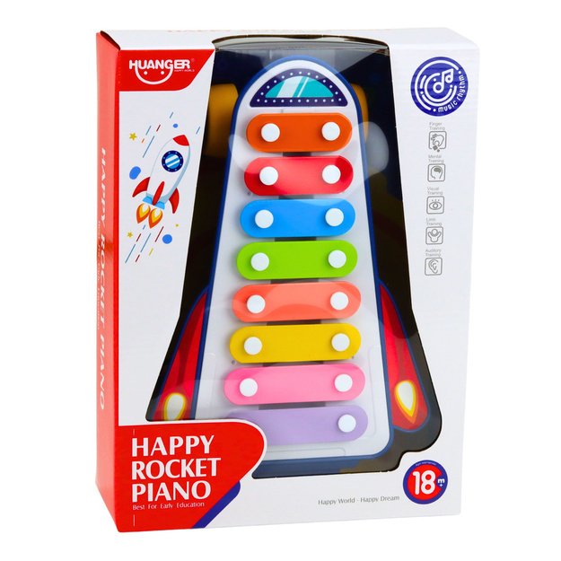 Children s Cymbals Rocket on Wheels Spaceship Baton Blue