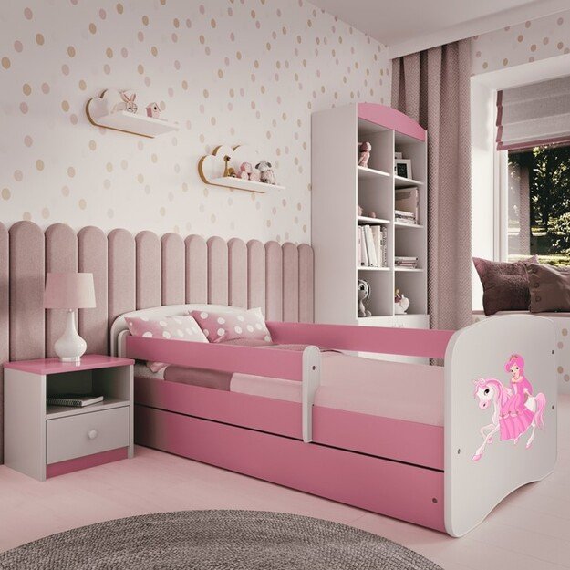 Lova babydreams rožinė princesė ant žirgo su stalčiumi be čiužinio 160/80 5