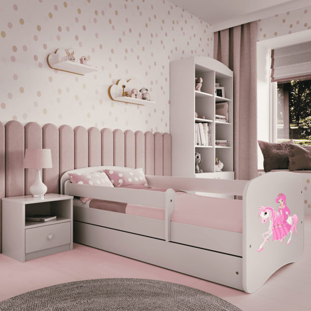 Babydreams balta princesės lova ant žirgo be stalčiaus kokosų čiužinio 180/80 6
