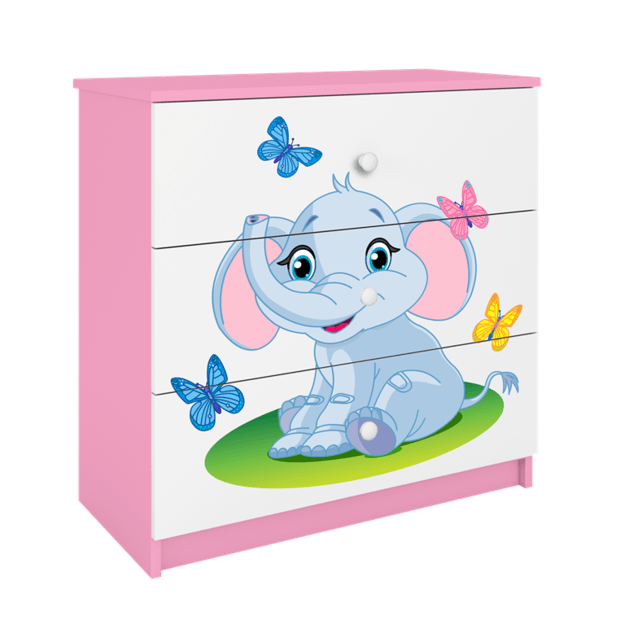Komoda Babydreams rožinis kūdikis dramblys