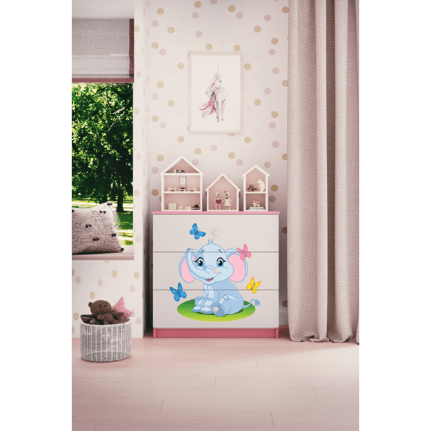 Komoda Babydreams rožinis kūdikis dramblys