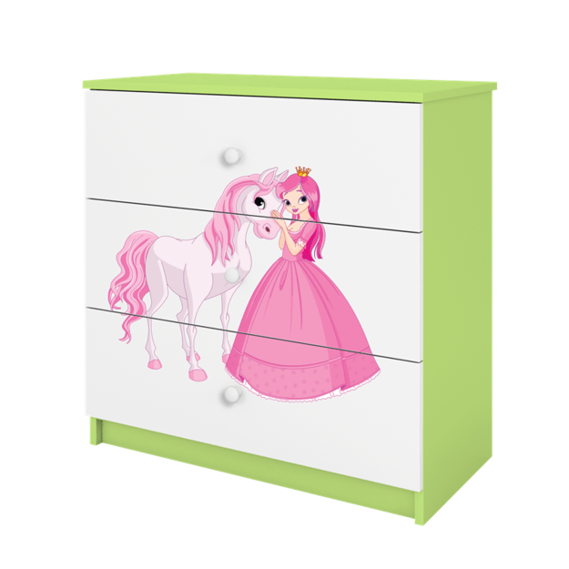 Chest of drawers babydreams green princess horse