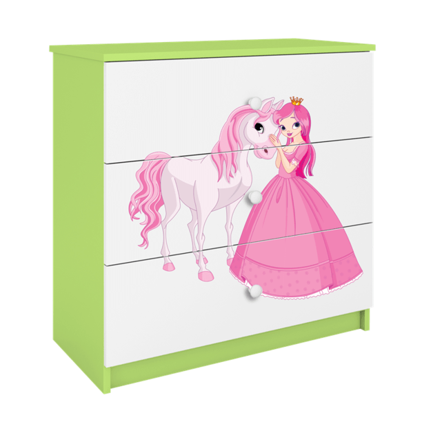 Chest of drawers babydreams green princess horse