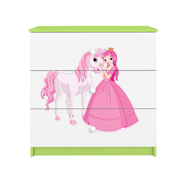 Chest of drawers babydreams green princess horse