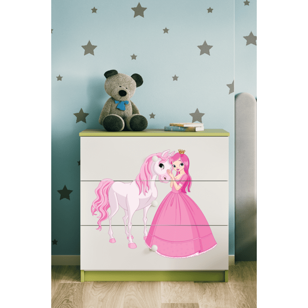 Chest of drawers babydreams green princess horse