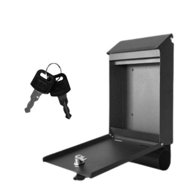Mailbox for Letters and Newspapers, Black Galvanized Steel, 32.5x22.5x9.5cm